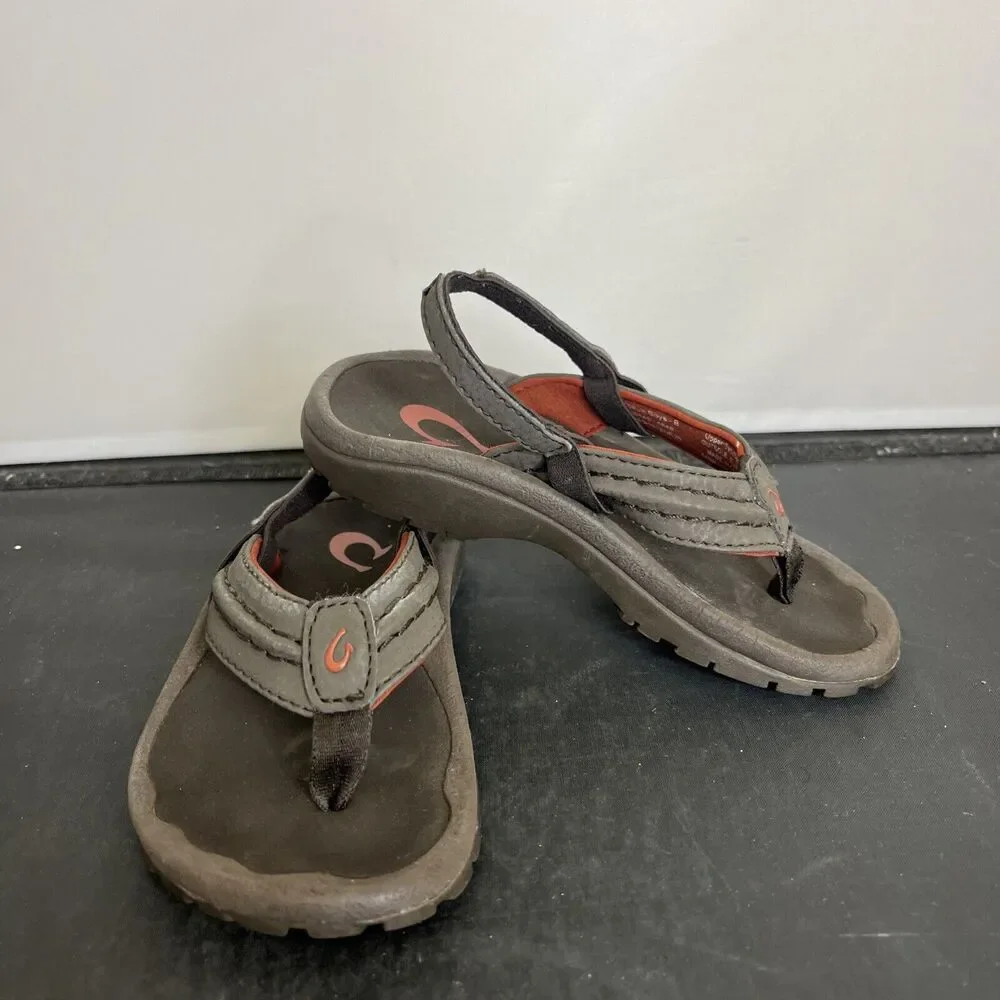 Olukai Hokua Toddler 9/10 Flip Flop Sandals Brown Heel Strap Sandals Boys Chrty